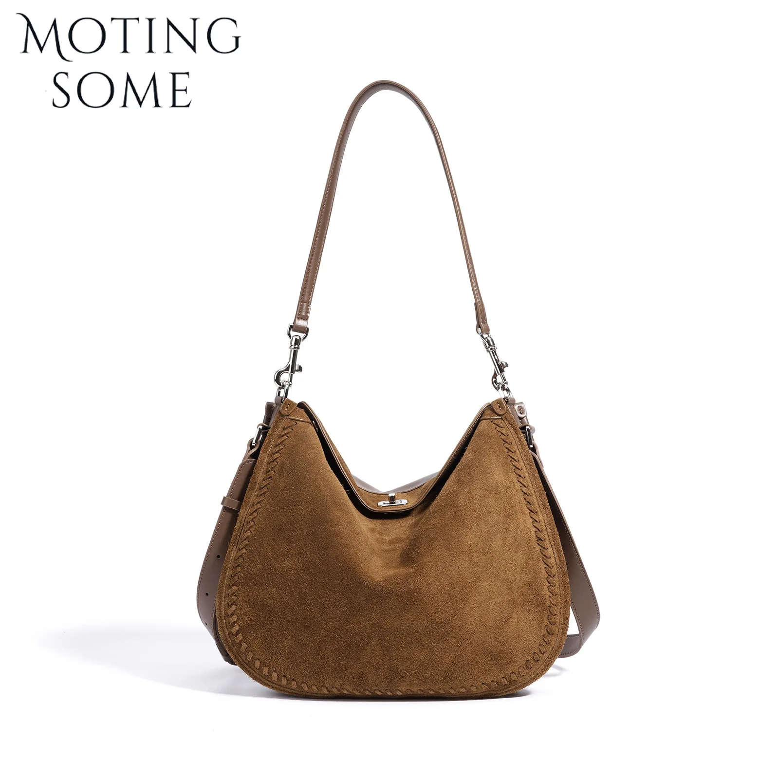 Motingsome البقرة المدبوغ حقيبة جلدية امرأة الشتاء محفظة حقيبة يد تحت الإبط حقيبة ساع لينة ماتي حقيقية اليومية حمل جديد