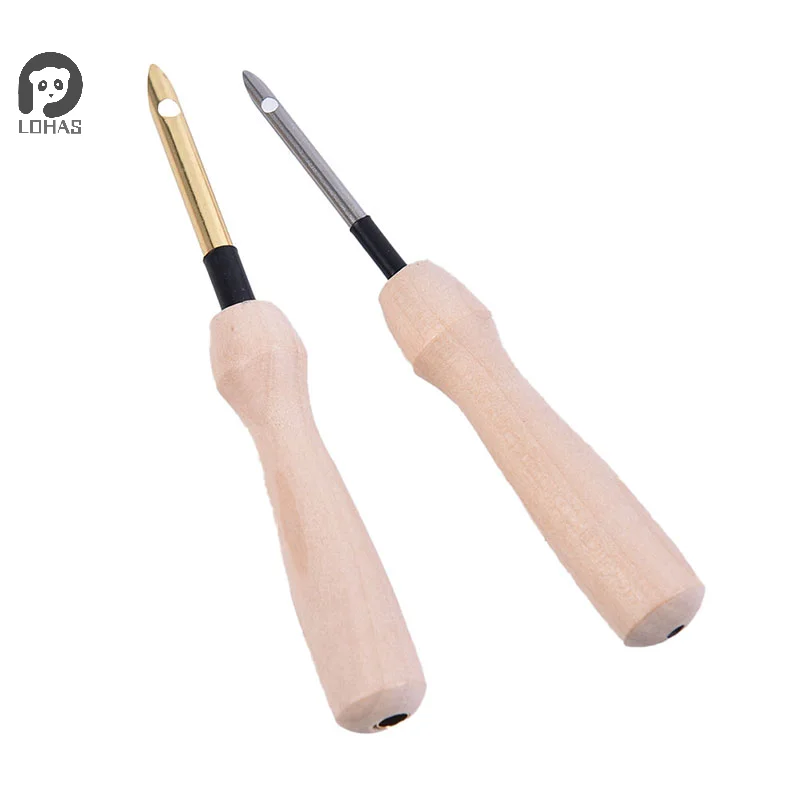 1pc Knitting Embroidery Pen Weaving Felting Craft Punch Needle Threader Wooden Handle DIY Tool Sewing Accessories