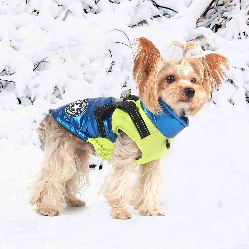 Winter Dog Jacket Clothes With Harness Waterproof Reflective Pet Coat Outfits for Small Medium Large Dogs French Bulldog Yorkie