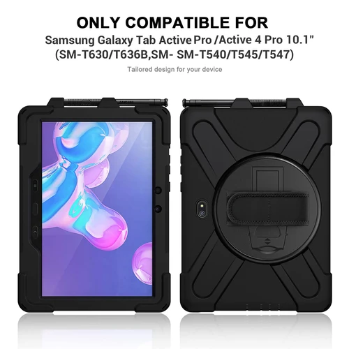 Imagen 2 del producto Para Samsung Galaxy Tab Active Pro/Active4 Pro 10,1 ""funda SM-T630/T636/T540/T545 funda resistente con soporte giratorio y correa de mano