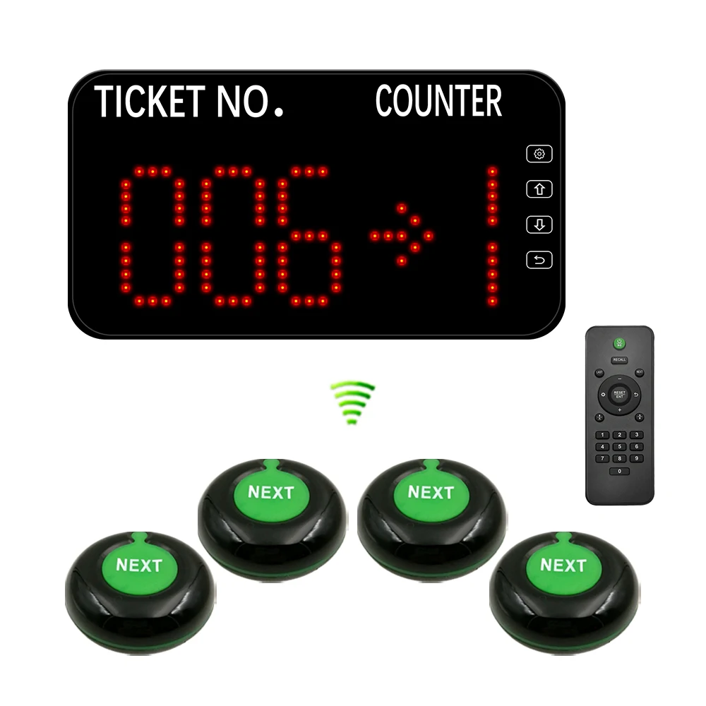 Wireless Calling System Waiting Button Caller Number Broadcast Management Queue System with 3 Digits Display Restaurant