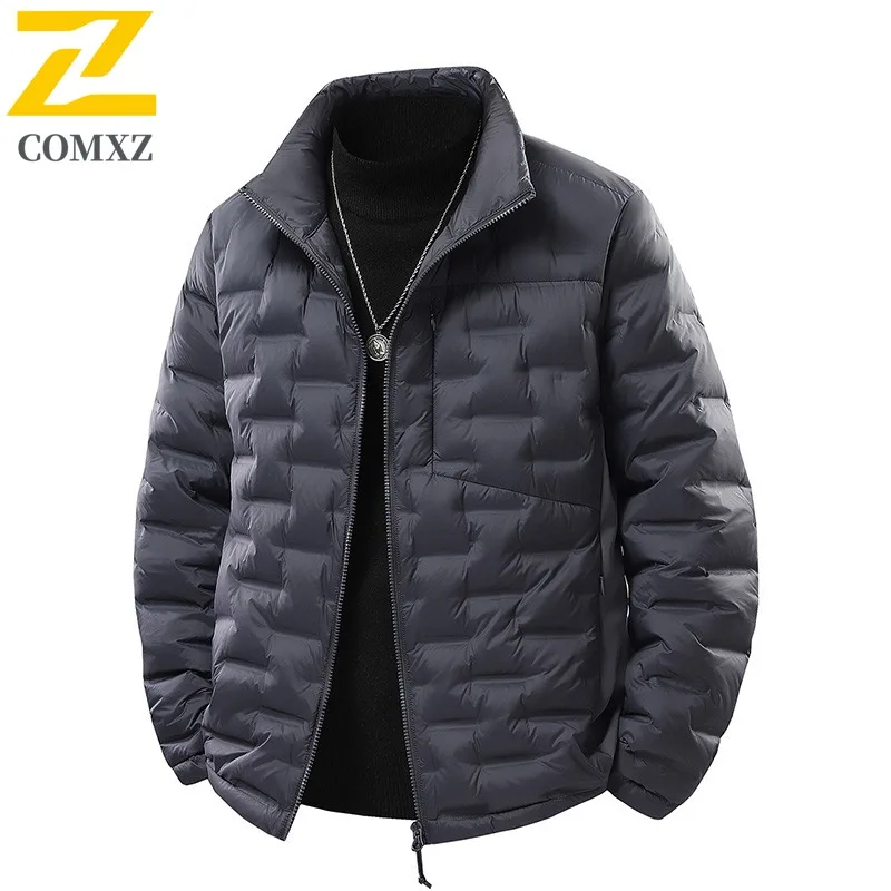 

COMXZ уличный рабочий мужской пуховик, ультра легкая утолщенная теплая парка, однотонная дорожная морозостойкая зимняя стеганая куртка