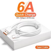 1/2pcs 6A 66W USB Type C Super-Fast Cable For Huawei Mate 40 Xiaomi 11 10 Pro OPPO R17 Fast Charging USB-C Charger