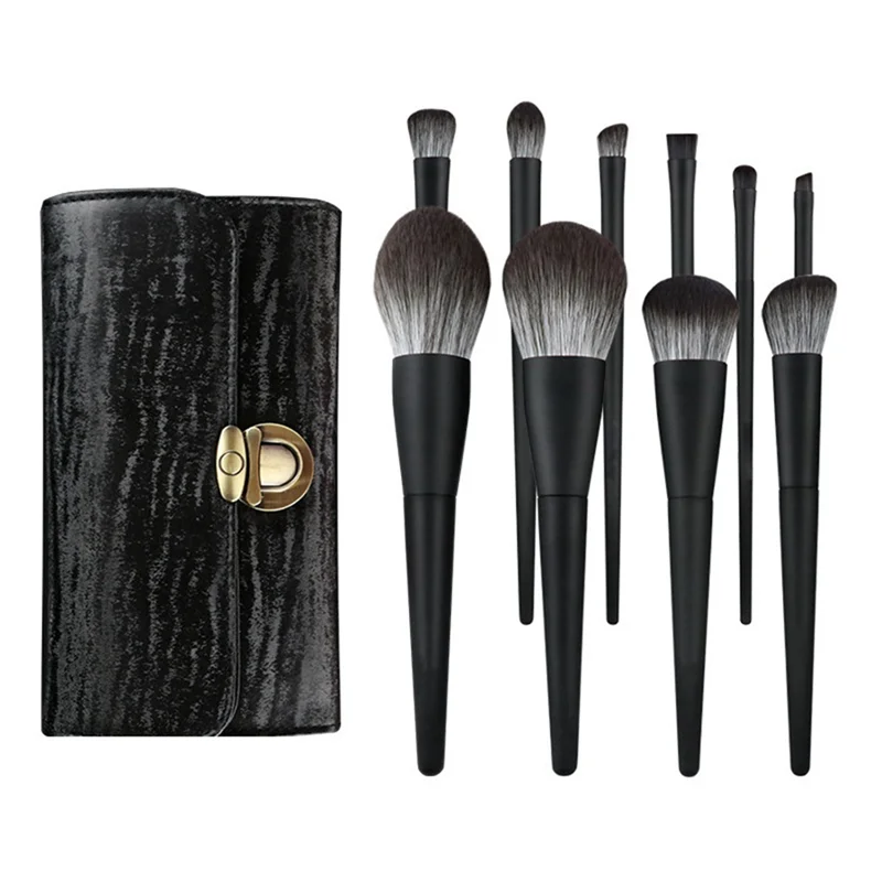 

BAAM-10Pcs Black Soft Hair Makeup Brush Set Full Set Imitation Animal Hair Foundation Powder Blush