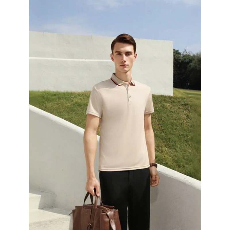 

Men's and Women's Polo Shirts Summer Striped Collar T-shirts High Quality Splicing Color Business Work Refreshing Short Sleeves