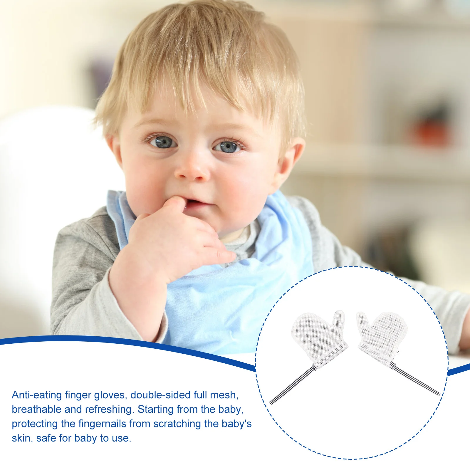 

1Pair Baby Anti Scratch Teething Gloves Breathable Mesh Mittens Protective Gloves for Baby Hand Biting Prevent Newborn Toddler