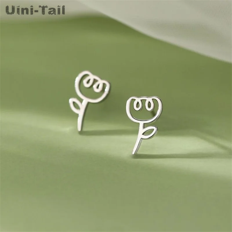 Uini-Tail hot selling new 925 Tibetan silver cute tulip earrings temperament fashion trend dynamic sweet girl jewelry  ED190