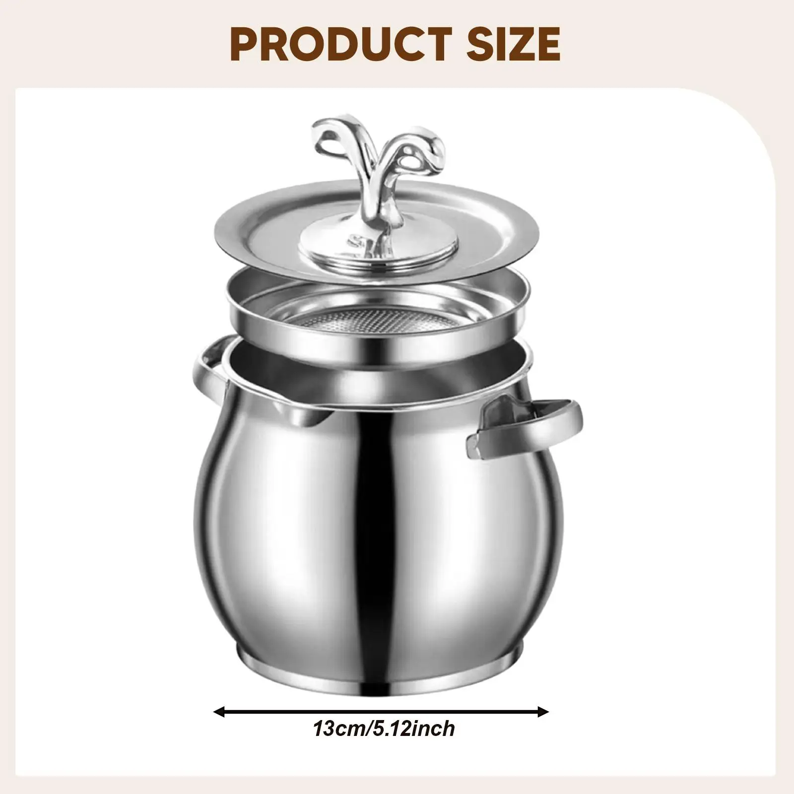 Kitchen Storing Frying Lard Container Stainless Steel Basket Fryer Heat Resistant Can with Secure Lid for Cooking