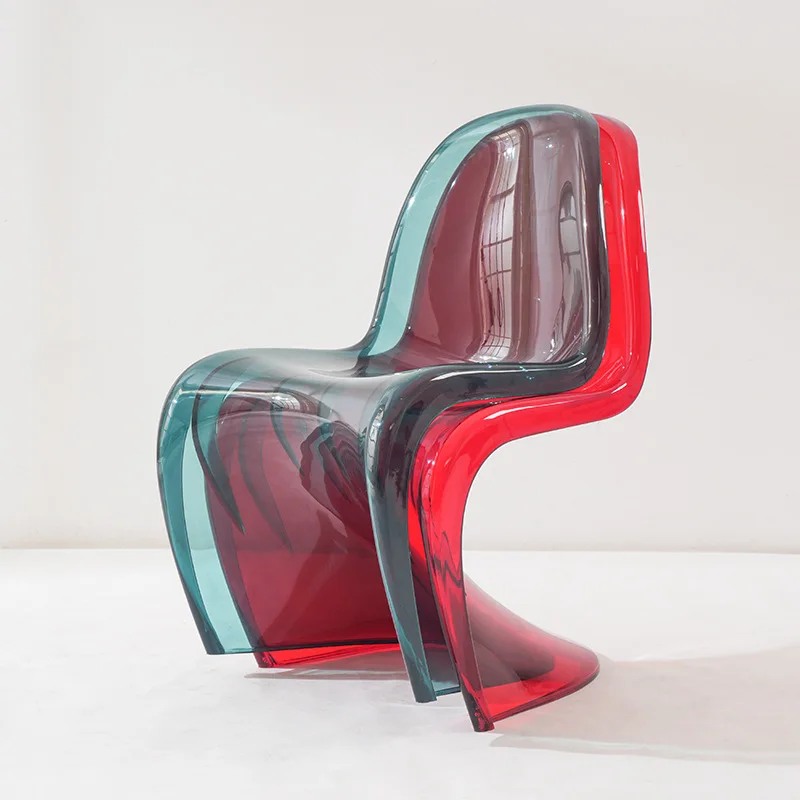 

White dining chair transparent plastic acrylic chair backrest casual negotiation chair