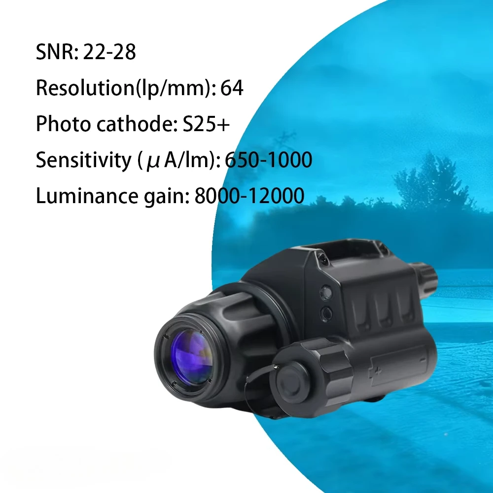 Head-mounted 50° FOV High Resolution 64lp/mm SNR 22-28 FOM1400-1800 Night Vision Monocular PVS-14 Goggles