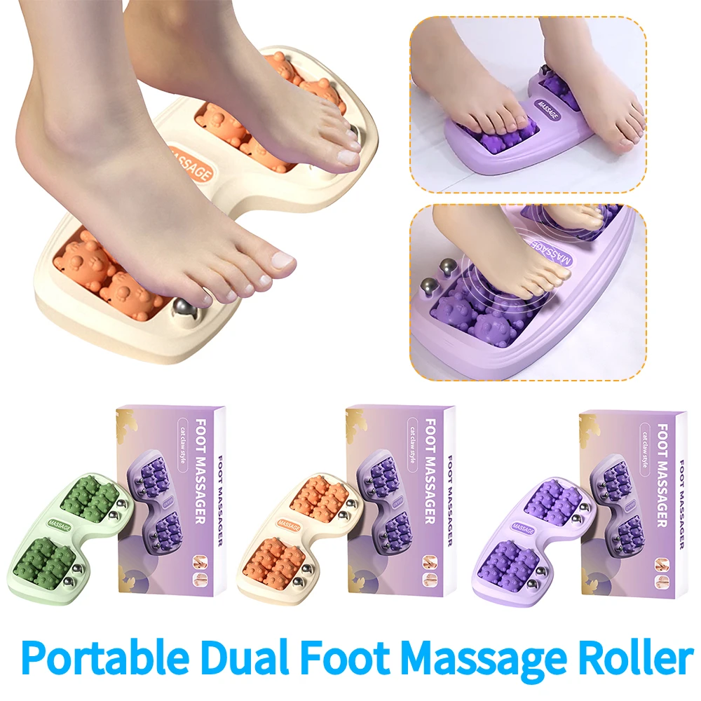 

Cat Paw Shaped Foot Roller Massager Portable Dual Pressure Point Foot Massager with Magnetic Bead for Home Office Travel Use