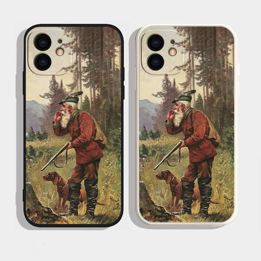 

Чехол для телефона Epc Hunting Man, мягкий силиконовый чехол для iPhone 16, 15, 14, 13, 12, 11 Plus Pro Max Plus