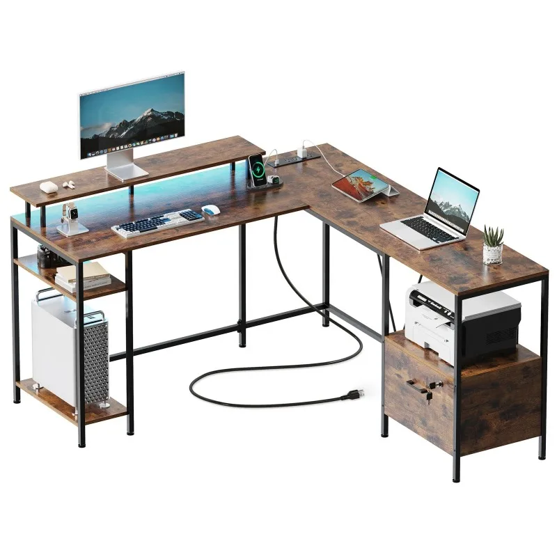 Home Staff Office Secretary Bedroom L Shaped Furniture Desktop Computer Desk Table with Drawer