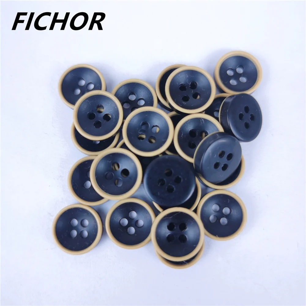 30/50pcs 11mm 4 Holes Brown Circle Black Buttons Handmade Decorative Button for Apparel DIY Sewing Accessories Plastic Buttons