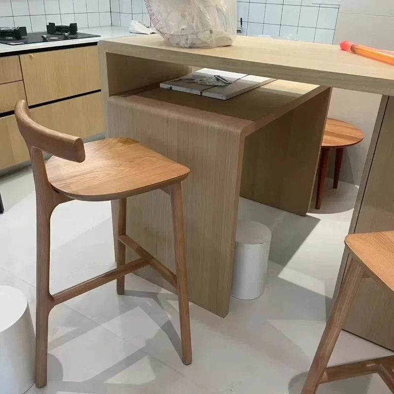 Solid Wood Bar Chairs for Home Bar Chair Nordic Designer Leisure High Stools Modern Minimalist Household Bar Chair Furniture