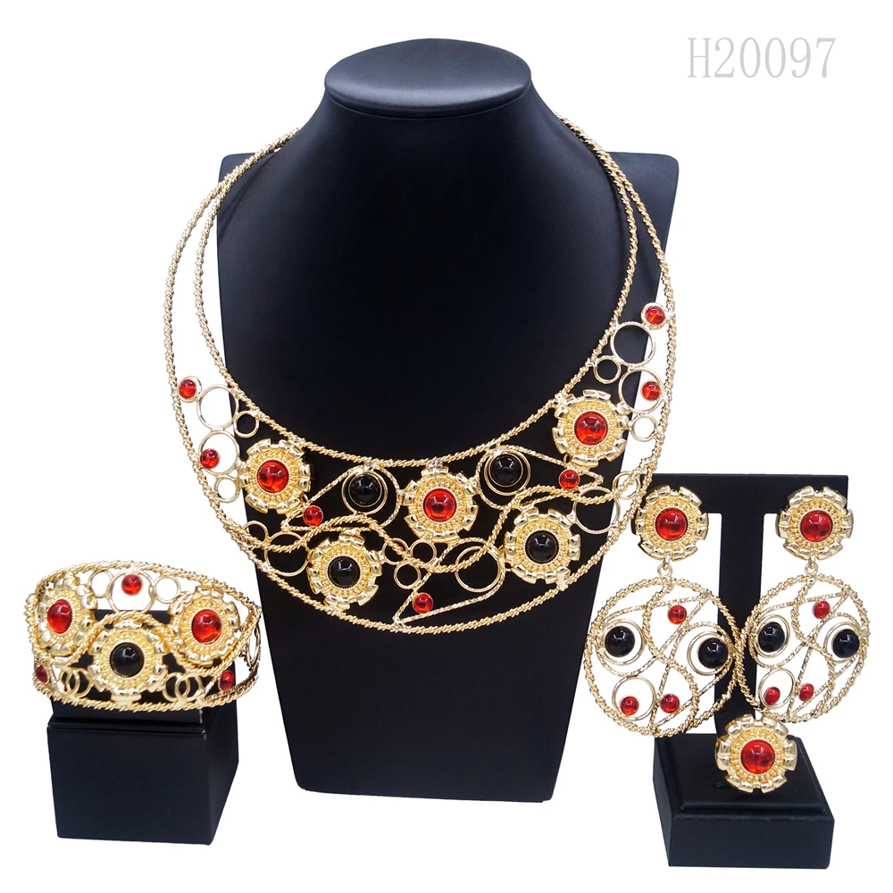 Yuleili Brazil gold plated exquisite jewelry jewelry set glass bright gems luxury luxury retro not exaggerated everything with m