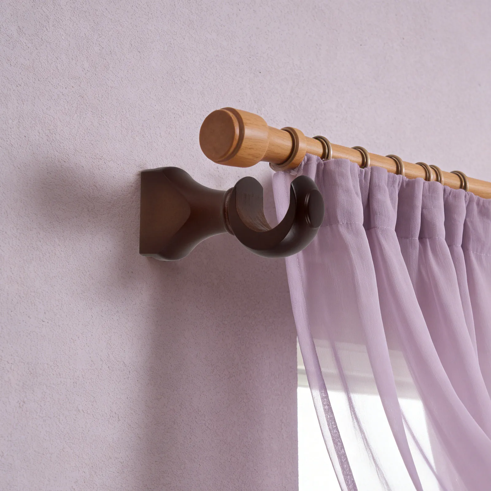 2Pcs Wood Curtain Rod Brackets Heavy Duty Wall Ceiling Mount Drapery Rod Support for Bedroom Living Room Window Curtain Pole