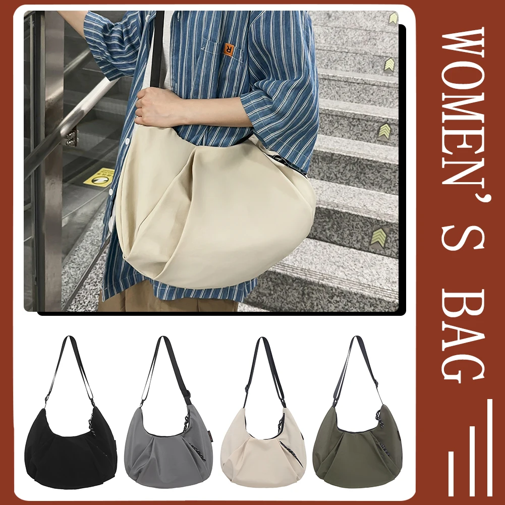 Women Pleated Dumpling Bag Casual Satchel Hobo Bag Adjustable Strap Crossbody Sling Bag Large Shoulder Bag Girl Stylish Purse