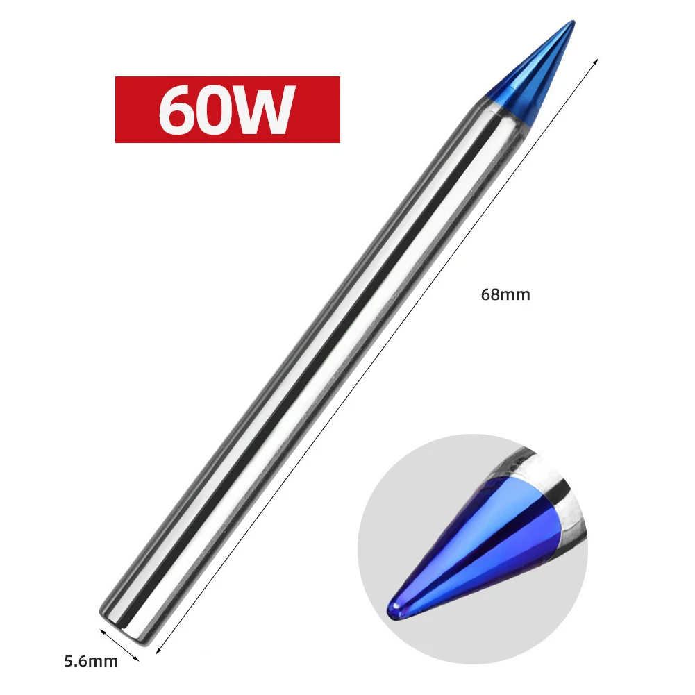 1 Stück Lötspitze, blau, spitz, extern beheizt, Kupfer, 30 W, 40 W, 60 W, 80 W, 100 W, 150 W, für Schweißstation – Detail 5