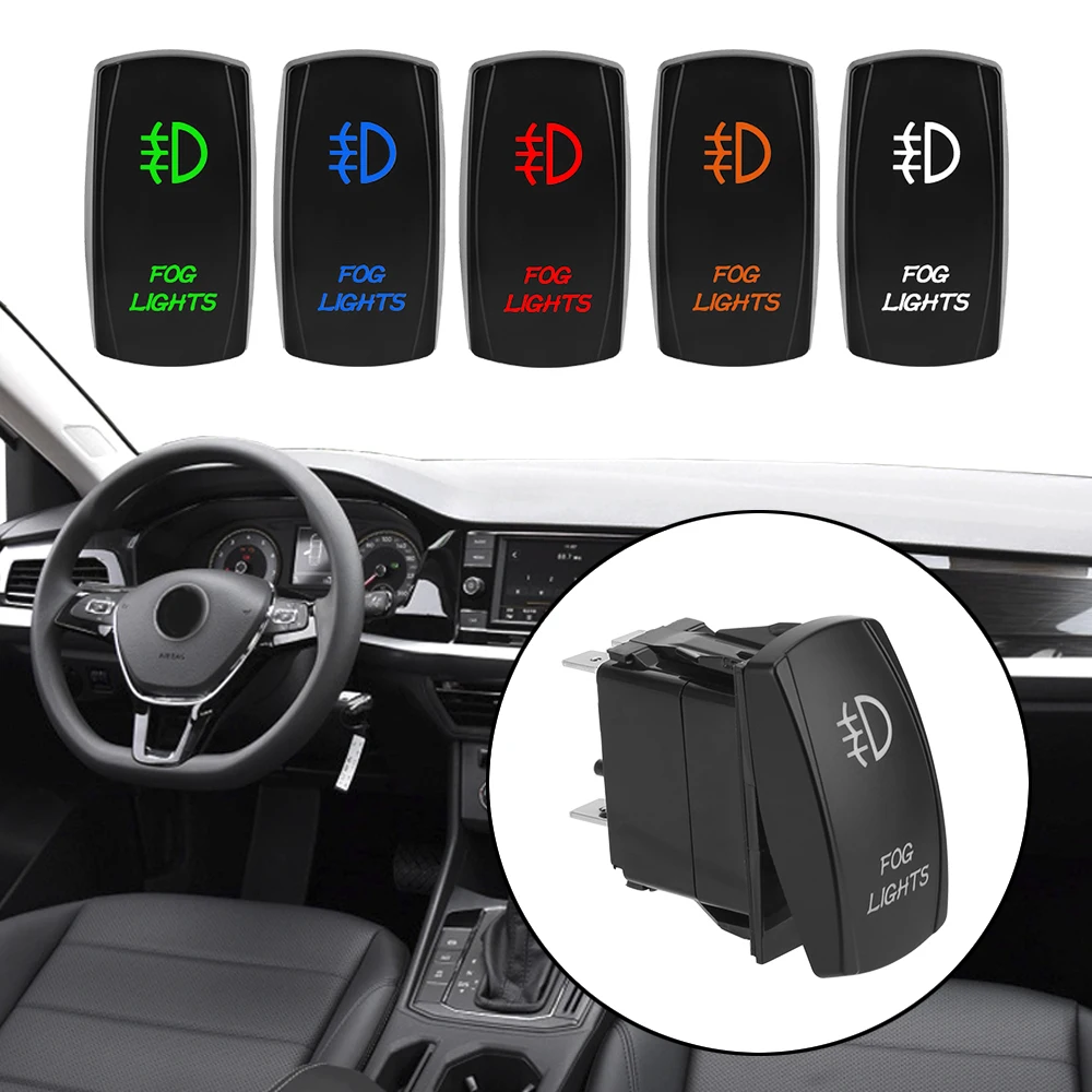 Car Dashboard Button Connector 5 Pin Illuminated ON-OFF LED Rocker Switch Automobile Modification Fog Light Switch