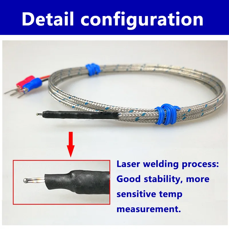 K Type Thermocouple Probe 600°C Exposed Bare Tip Welded Bead High Sensitivity Fast Response Temperature Sensor Wire
