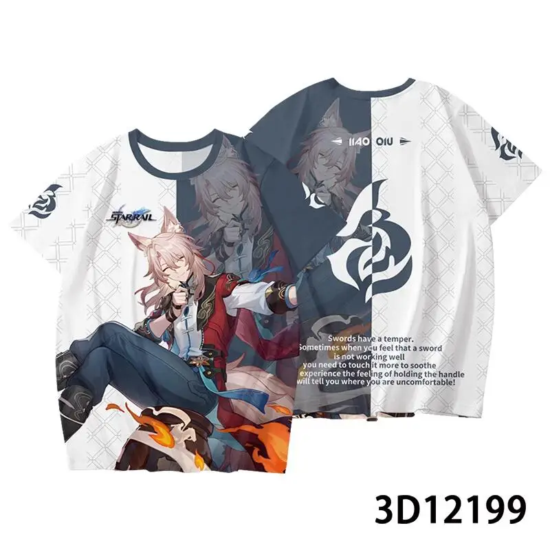 Honkai Star Rail JIAO QIU  Cosplay T-Shirt JIAO QIU Unisex 3D Printed Polyester Short Sleeve Tops Fashion Tee Shirt