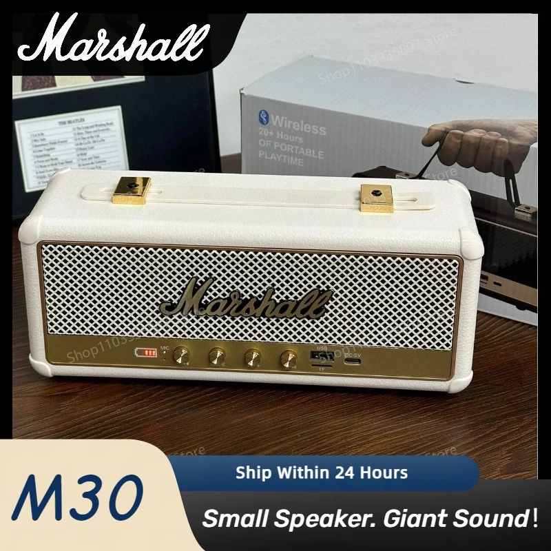 Marshall M30 rétro sans fil Bluetooth haut-parleur étanche puissant stéréo basse son extérieur caisson de basses haut-parleurs portables