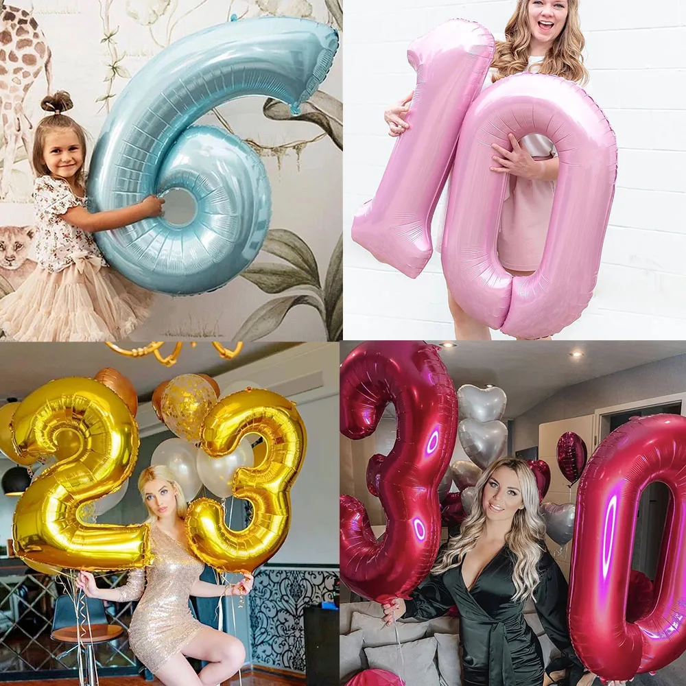 Wholesale 32inch Number Foil Balloon 1-9 for Anniversary Celebration Kids Birthday Party Decor Baby Shower Bridal Shower Globos