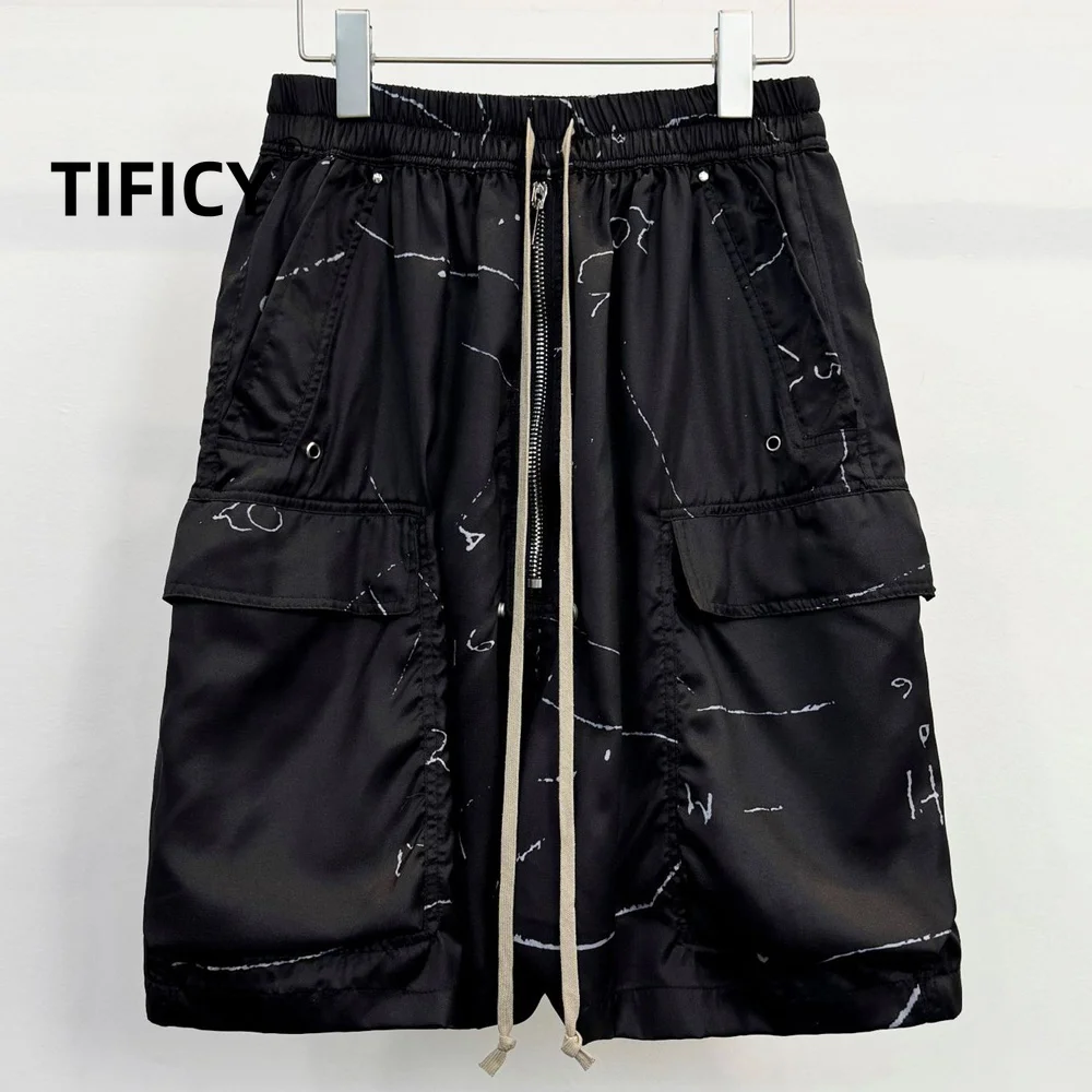 

High Street Shorts Men's Dark Style New Graffiti Print Loose Daily Casual Versatile Breathable Elastic Waist Shorts