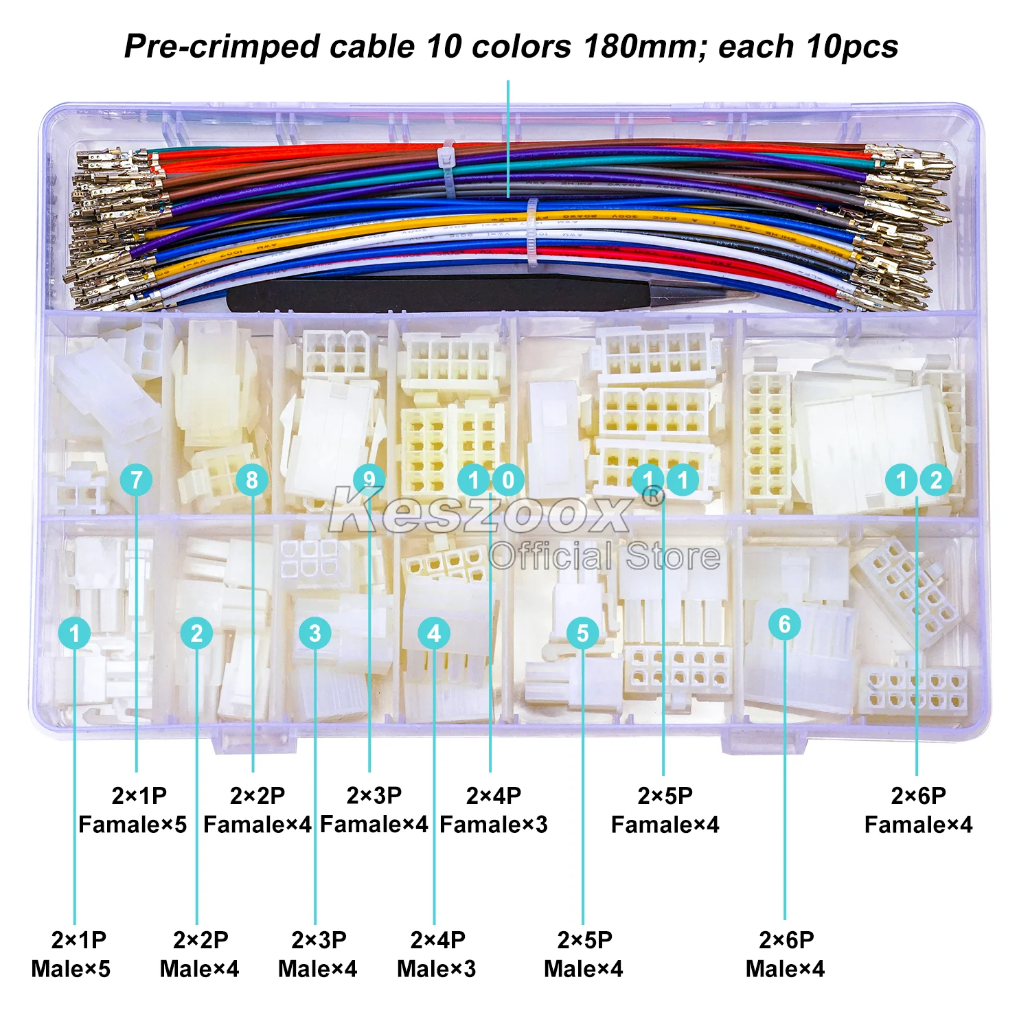 Imagem -02 - Keszoox-macho e Fêmea Molex Conectores Habitação Cabo Pré-crimped Molex Connector Kit 20awg 4.2 mm 26p 5557