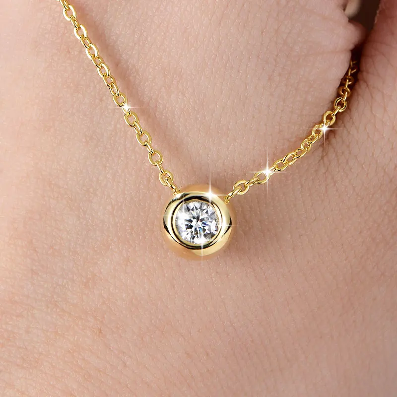 Women's Moissanite Necklace, 14K Gold Filled Bubble Design