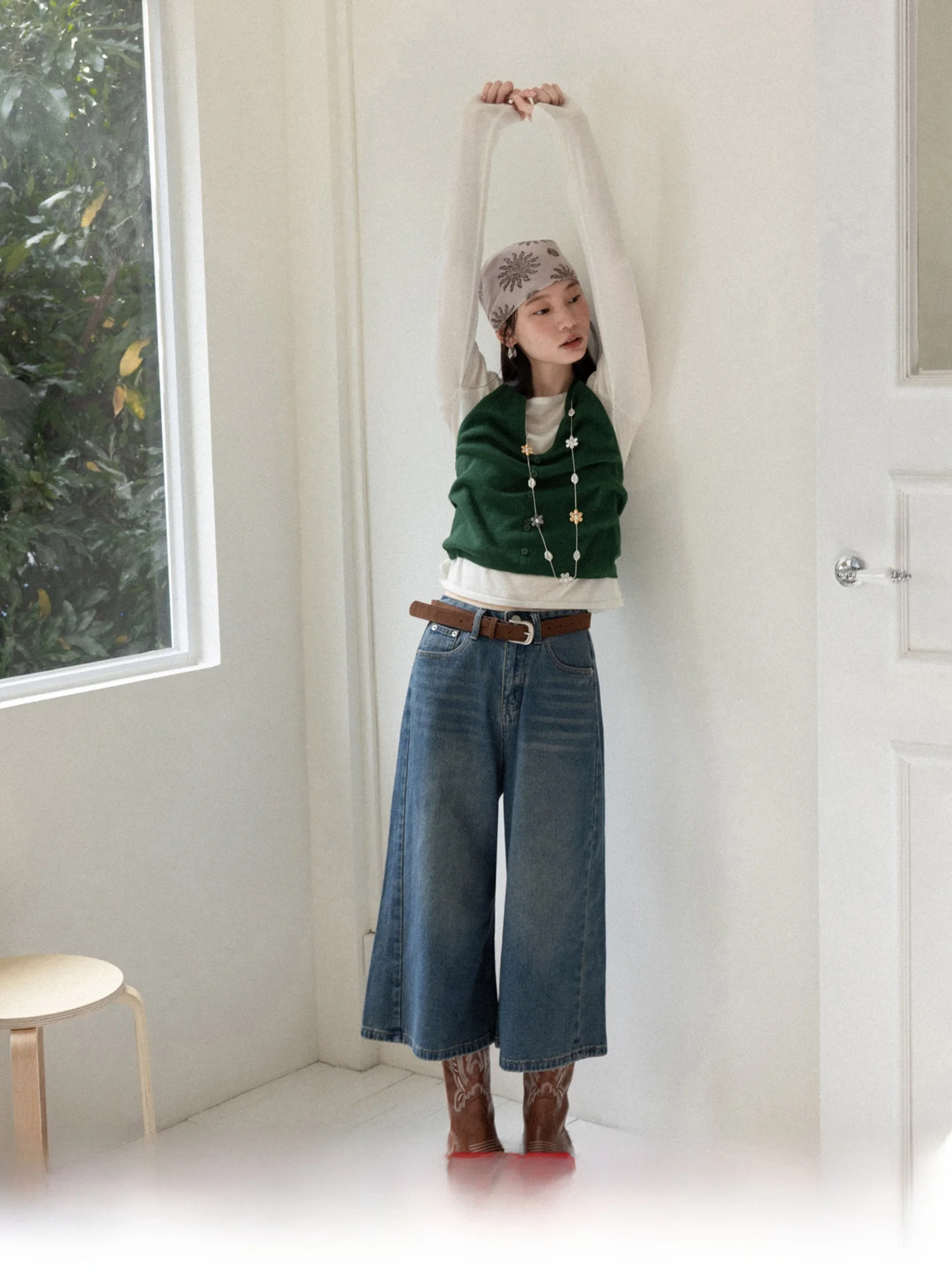 

Американские ретро-джинсы с высокой талией и широкими штанинами для женщин, весенние, универсальные, для повседневной носки, прямого кроя, из смесового хлопка, удобные, повседневные, джинсовые