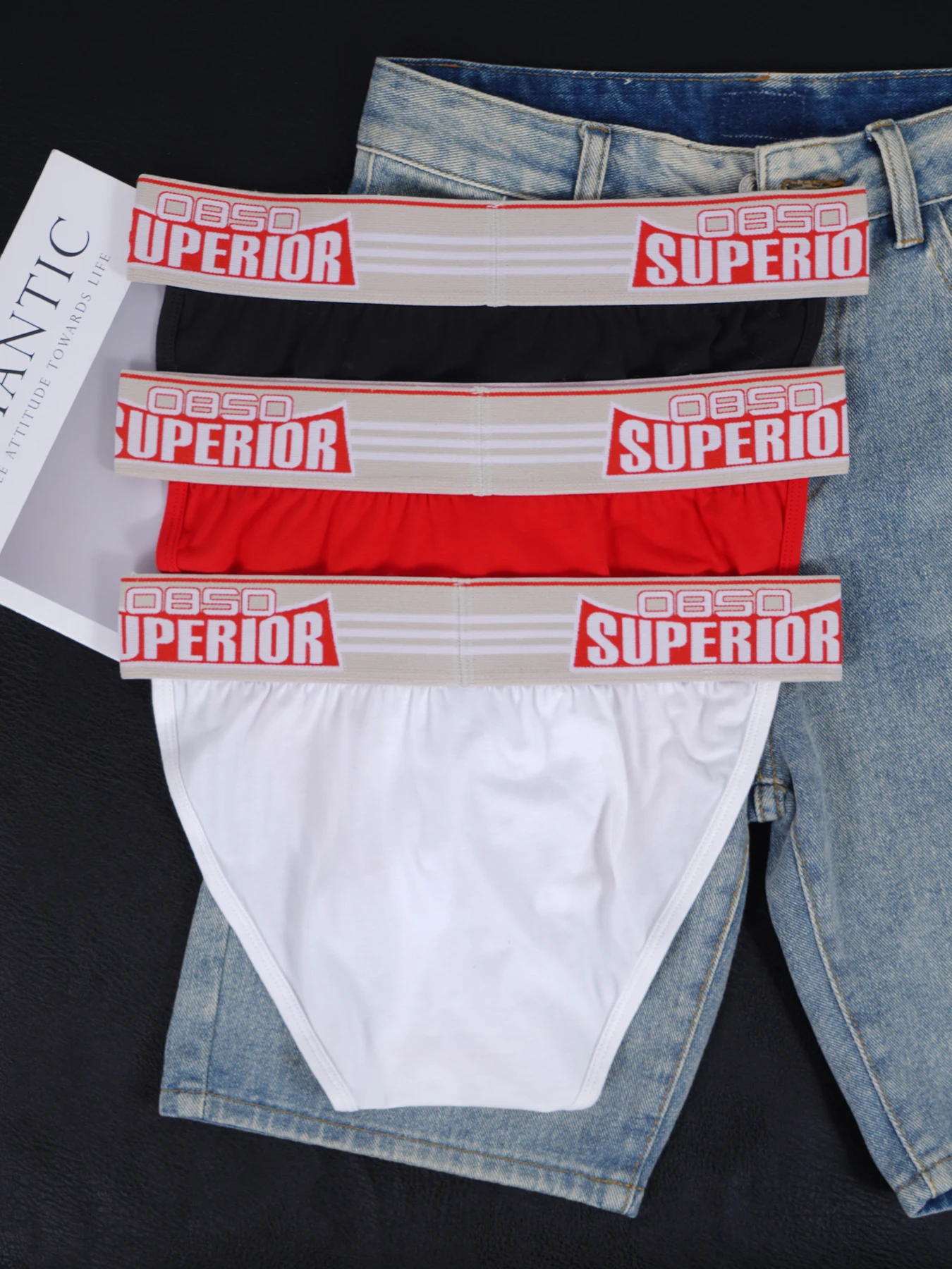 

3 PCS Men's Cotton Briefs U Convex Pouch Superior Letter Printed Waistband Soft Breathable Sport Underwear
