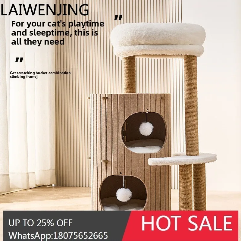 HLZ  Cat Climbing Frame Home Tree Hole Cat House Integrated Double Layer Jumping Platform