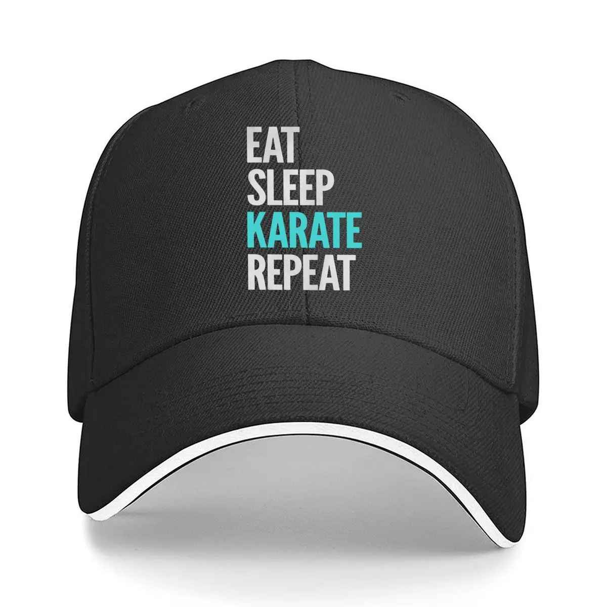 Eat Sleep Karate Repeat Typography Sandwich Baseball Cap Outdoor