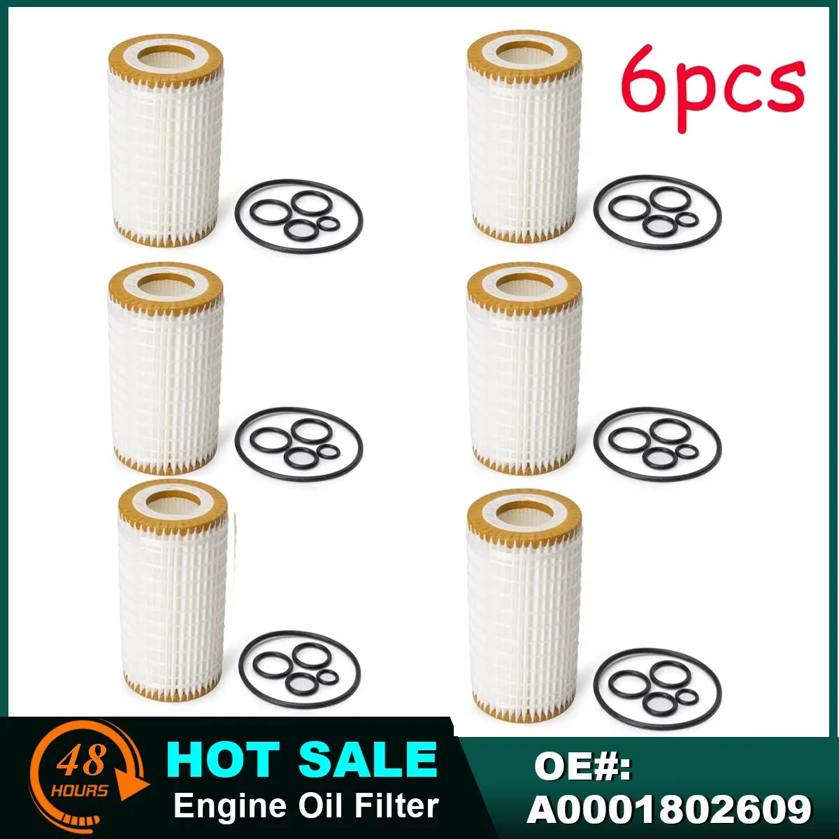 6pcs/lot New Car Engine Oil Filter 0001802609 A0001802609 For Mercedes-Benz W211 S211 2002-2009 C230 E280 S430 SL500 G550 SLK350