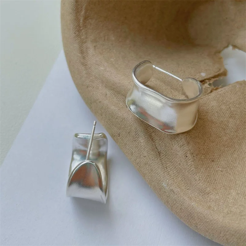 Fashion Silver Plated Frosting Geometric Stud Earring For Women Girls Wedding Party Jewelry Gift e610