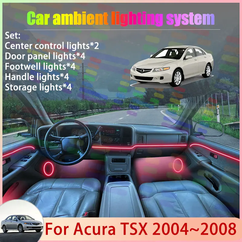 

For Acura TSX 2004~2008 CL9 MK1 Accord 2005 2006 2/24 in 1 Car Atmosphere Light Lamp RGB Shade Ensemble Streamer Atmosphere Set
