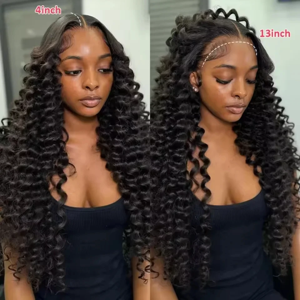 

230% Density Loose Deep Wave Human Hair Wigs HD Lace Front Wigs Vietnamese 13x4 13x6 Transparent Lace Frontal Deep Curly Wig For Women