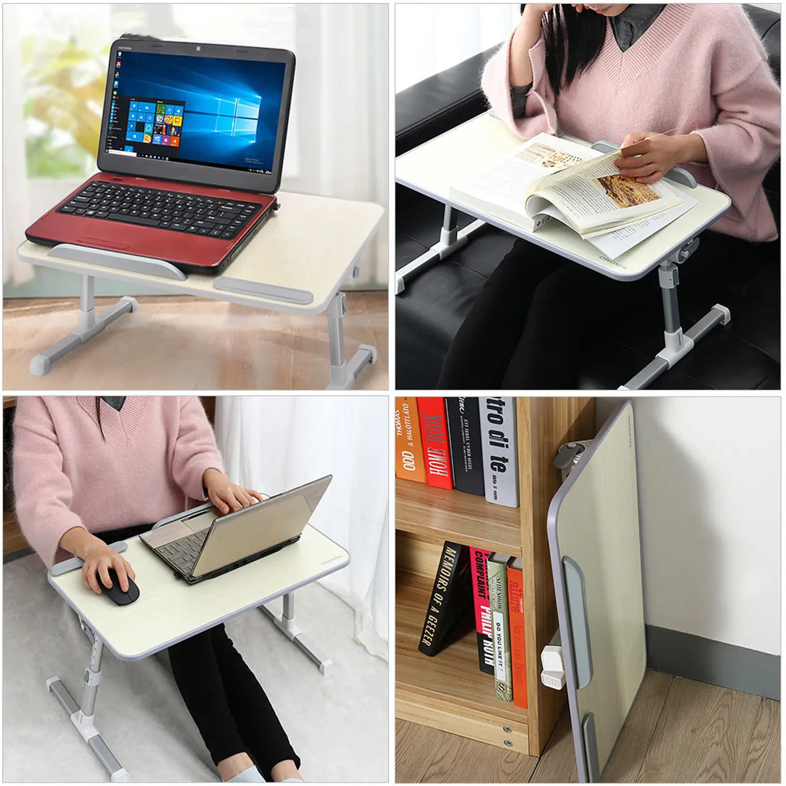 

1Pcs Adjustable Folding Desk Compact Laptop Table for Bedroom Dorm Simple Design Wooden Computer Desk Heavy Load Bearing Study