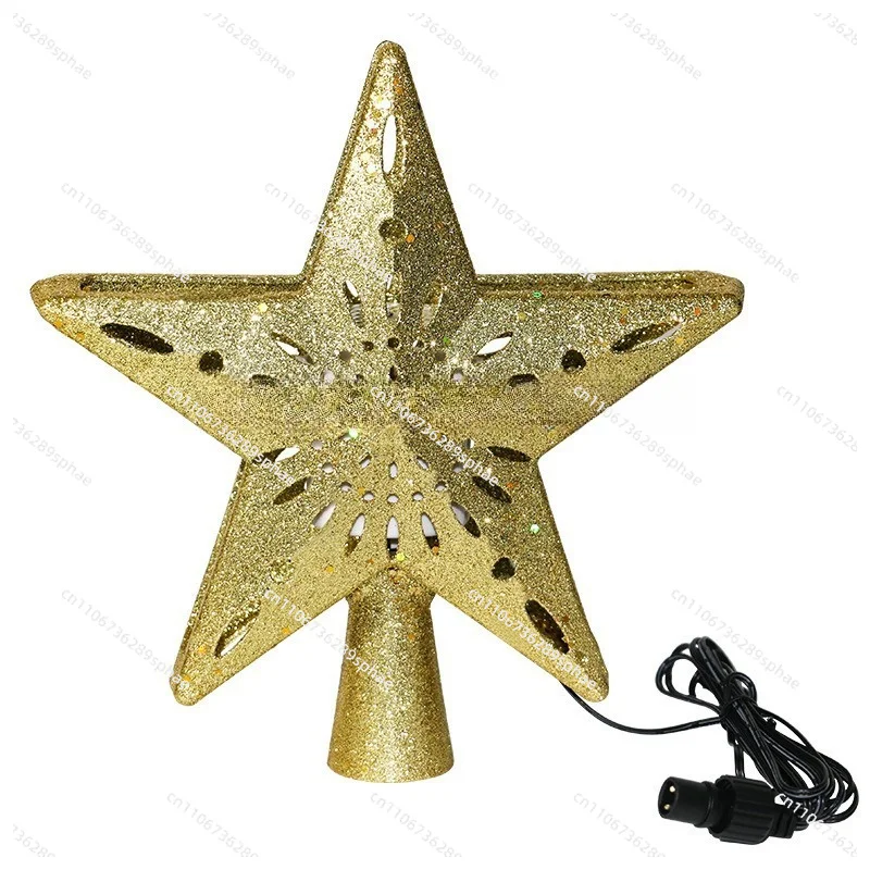 Creative Christmas Tree Topper Star, LED Projection 3D Rotating Snowflake Light, Holiday Decor Lamp