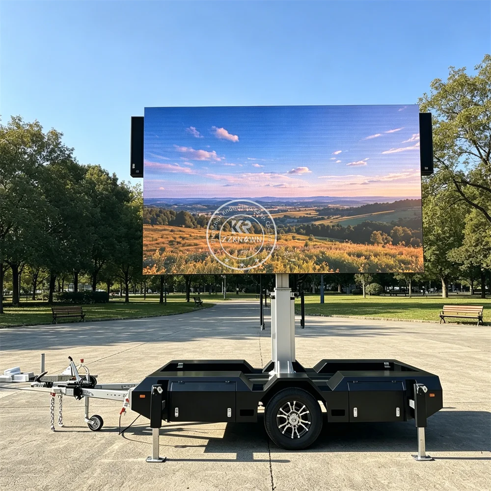 Waterproof LED Advertising Trailer Outdoor Mobile Digital Billboard Screen Trailer With Steel Frame For Long Term Use