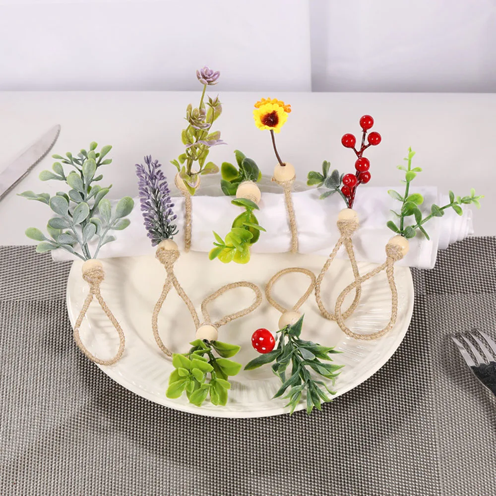 1PC Napkin Ring Towel Buckle Simulated Flowers Plants Shape Table Ornament New Fashion Napkin Buckle Home Decorative Accessories