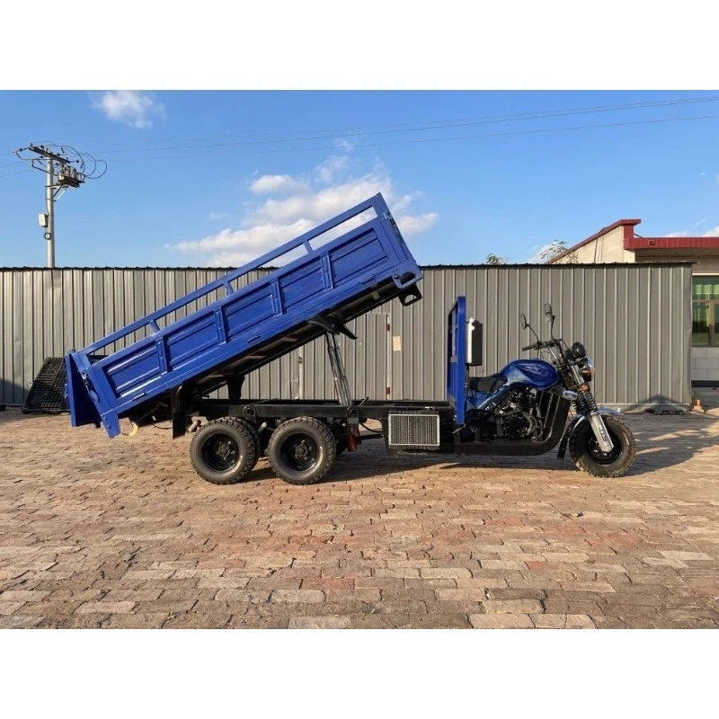 Open Body Type 350CC Water-Cooled Engine Cargo Dumper 2-Axis 9-Wheel Motor Tricycle with 1000W Power 500KG Curb Weight