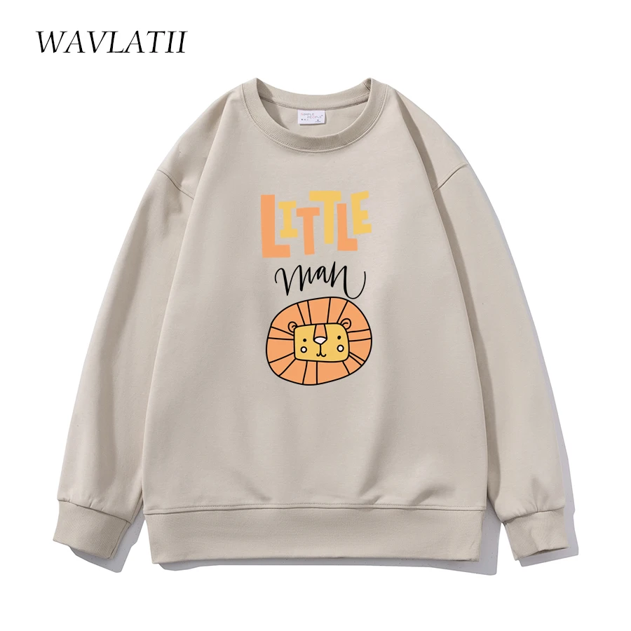 WAVLATII Women New White Sweatshirts Female Cute Printed Casual Hoodies Lady Khaki Sweet Long Sleeve Tops for Youngth WH2360