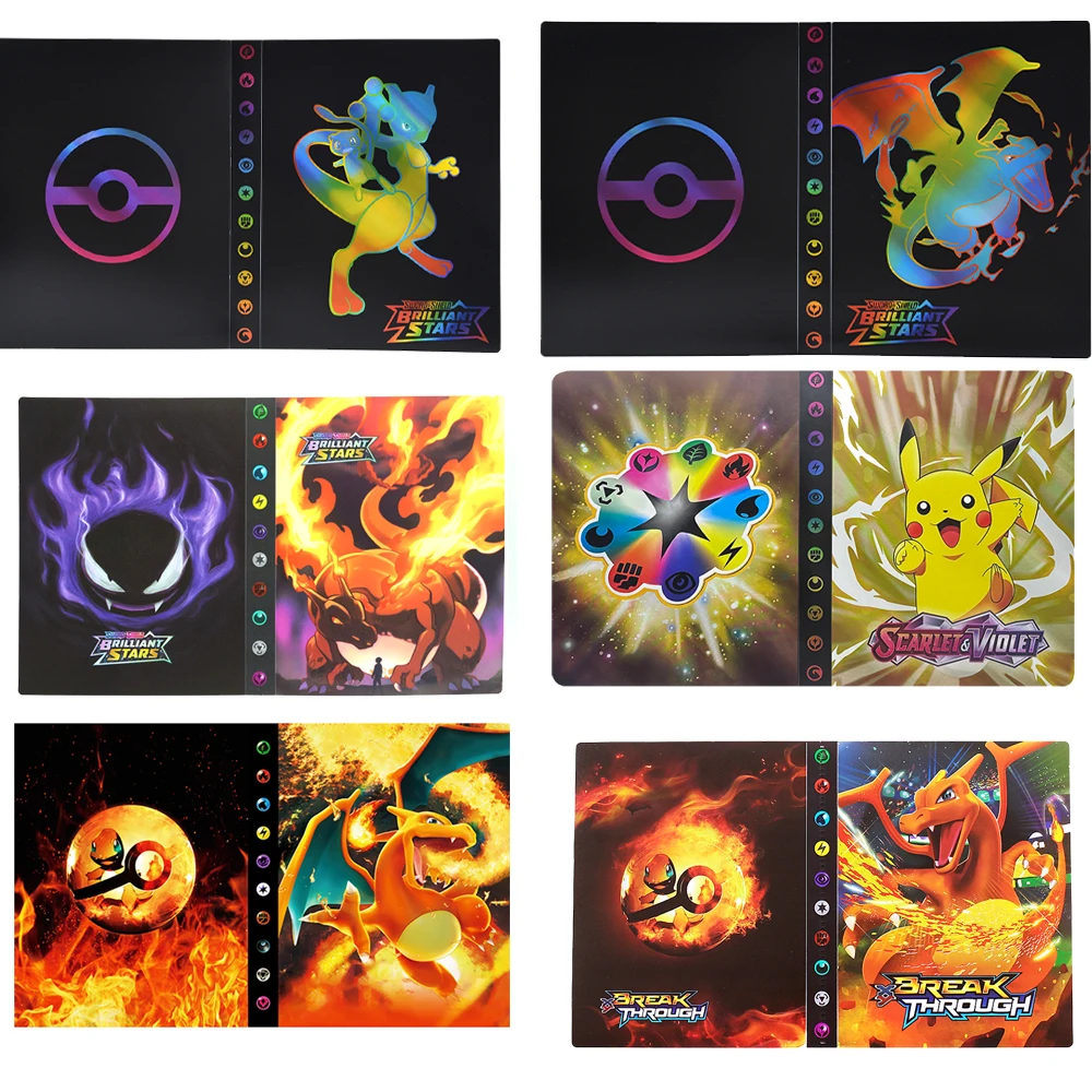 Poké mon Charizard Mewtwo Squirtle Halter Binder Sammlungen Ordner Anime Kartenschutz Notizbuch Pokémon Album 240 Stück Kartenbuch