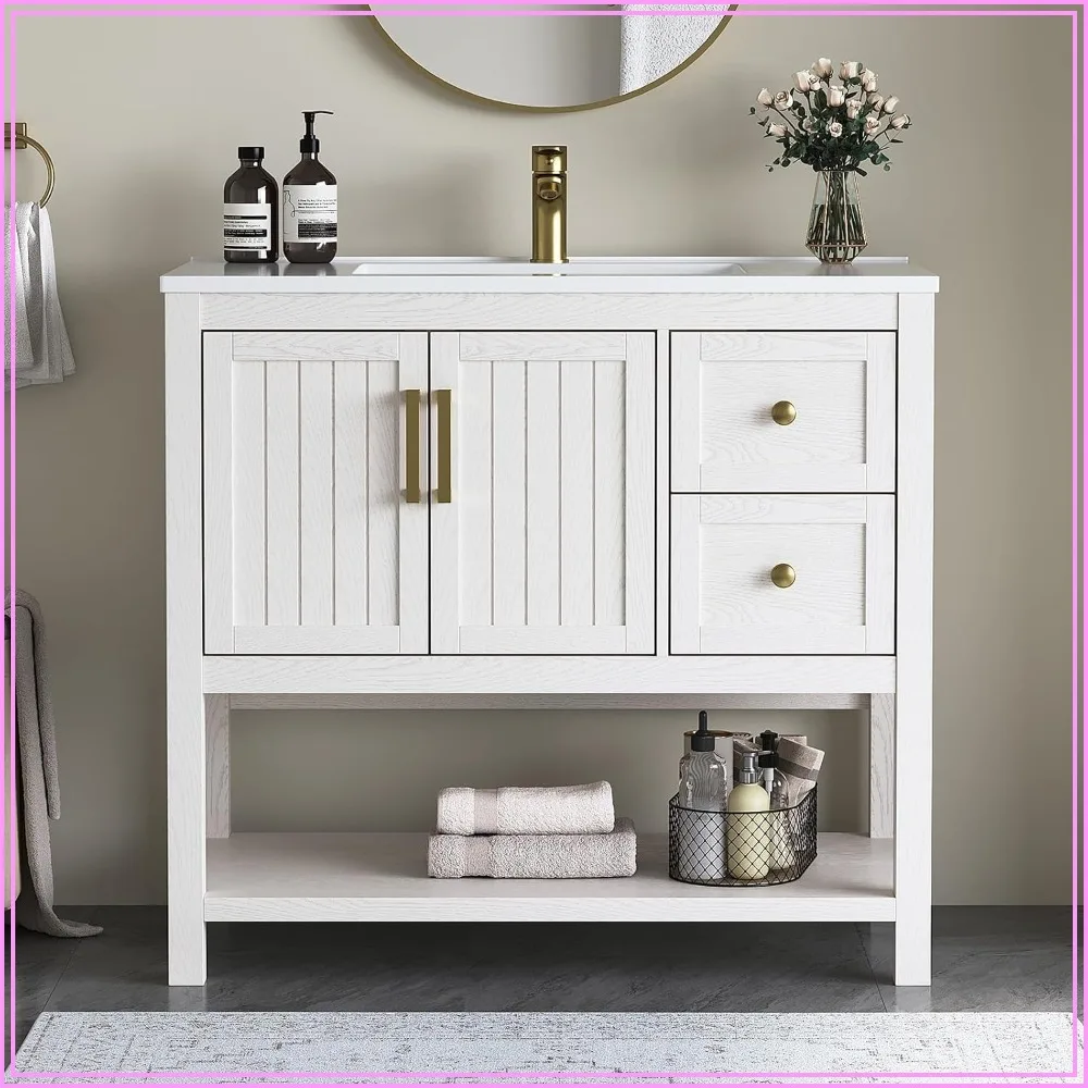 36 Inch Bathroom Vanity with Sink, White