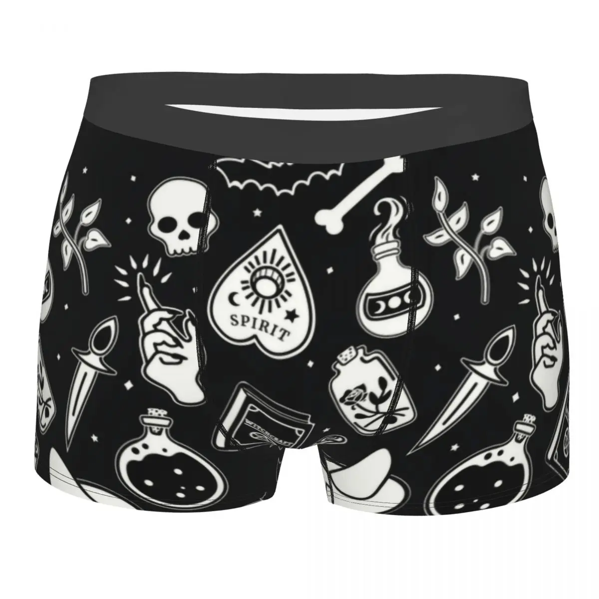 Custom Witchy Essence Underwear Men Stretch Halloween Spooky Witch Skull Boxer Briefs Shorts Panties Soft Underpants For Male