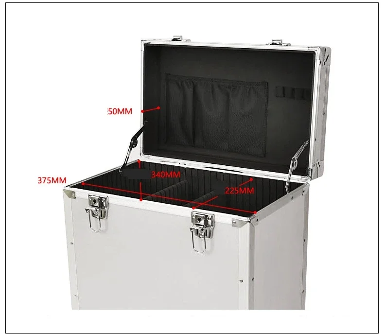 Large Aluminum Equipment Tool Trolley Case, Aluminum Instrument Display Carrying Tool Case with Wheels