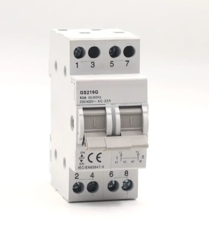 Manual Dual Power Transfer Switch Isolating Three-Position Control Switching Protector for Electrical Systems